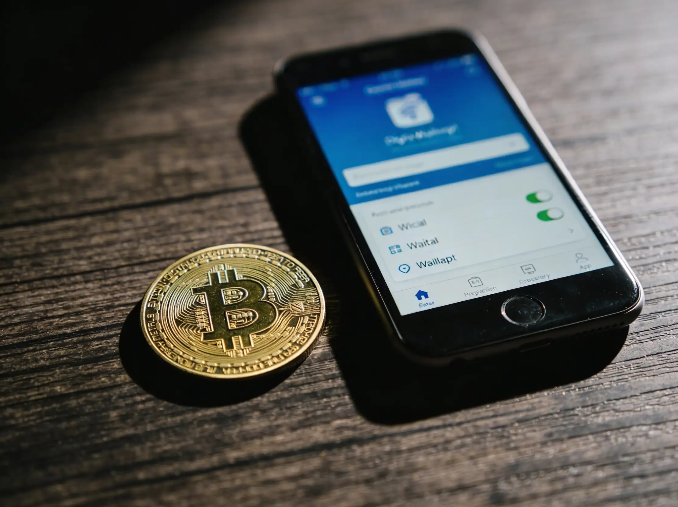 Bitcoin sembolü ve dijital cüzdan arayüzü yan yana ekran görüntüsü